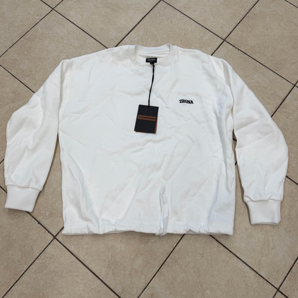 Zegna***Men's Classic White Crewneck Sweater***Med. $789